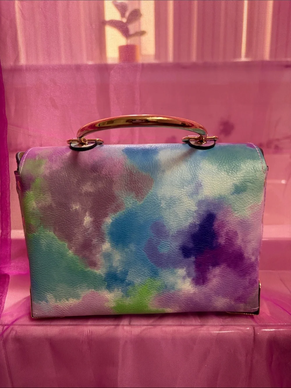 Multicolor Watercolor Print Top-Handle Women's Bag